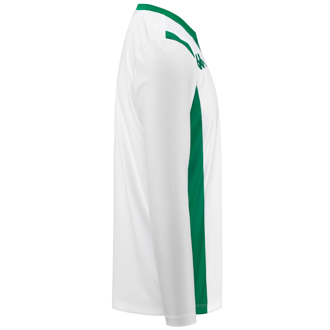 Active Jerseys Man KAPPA4SOCCER CASERNE Shirt WHITE-GREEN Dressed Front (jpg Rgb)	