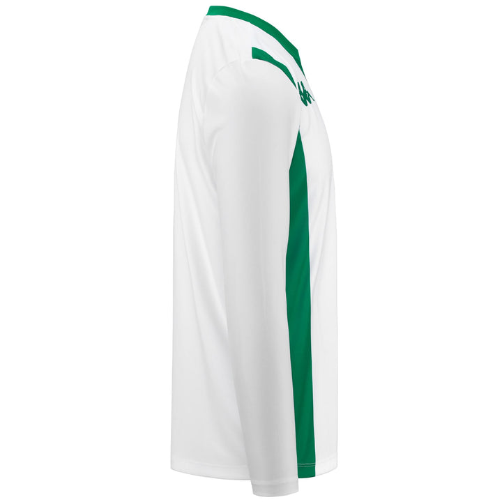 Active Jerseys Man KAPPA4SOCCER CASERNE Shirt WHITE-GREEN Dressed Front (jpg Rgb)	