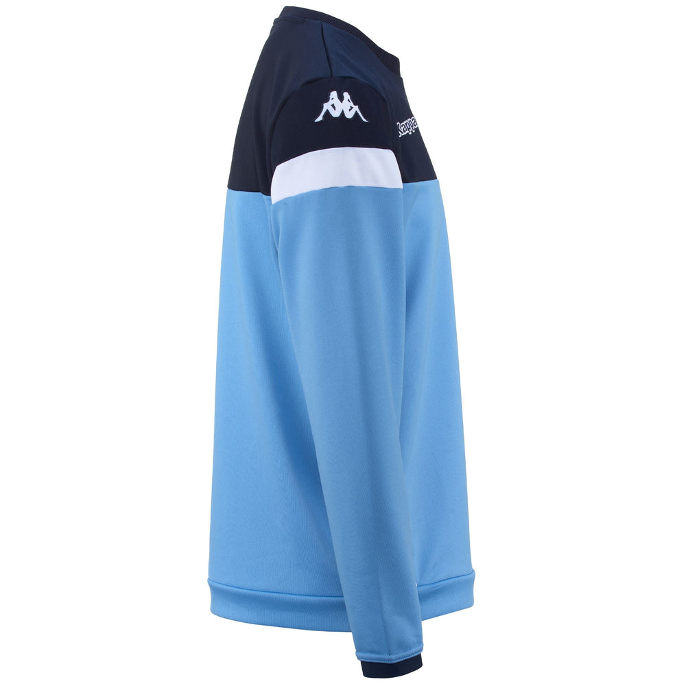 Fleece Man KAPPA4SOCCER LIDO Jumper BLUELT-BLUEMARIN-WHT Dressed Front (jpg Rgb)	