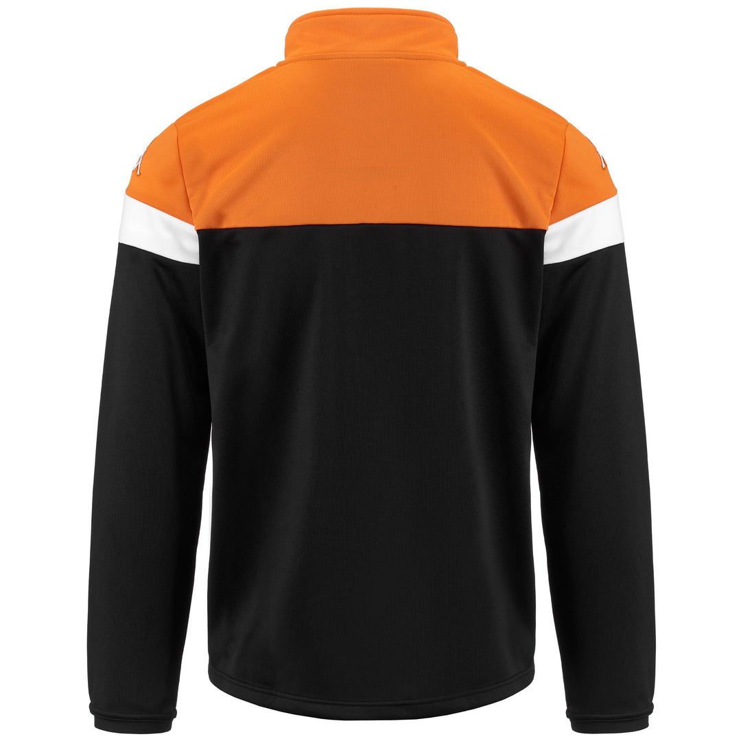 Fleece Man KAPPA4SOCCER NOVARE Jumper BLACK-ORANGE-WHITE Dressed Side (jpg Rgb)		