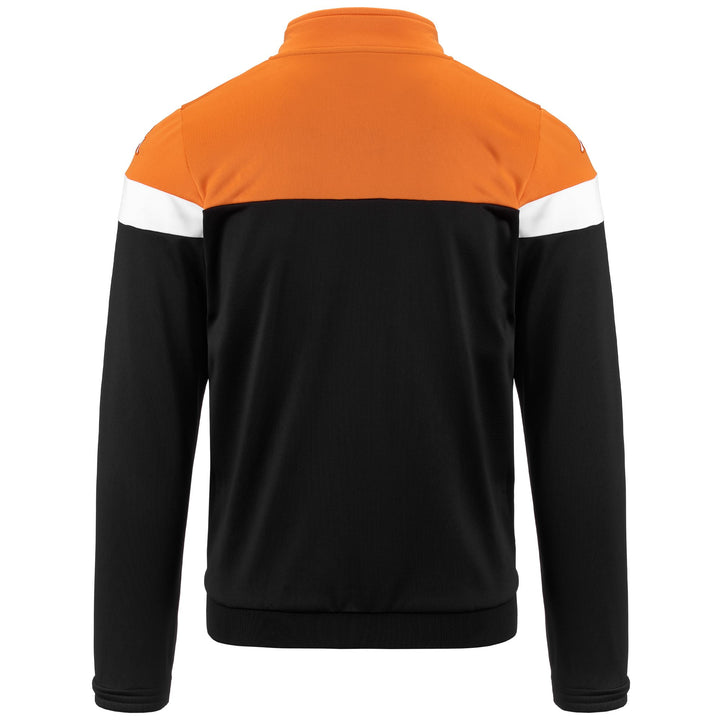 Fleece Man KAPPA4SOCCER VACONE Jacket BLACK-ORANGE-WHITE Dressed Side (jpg Rgb)		