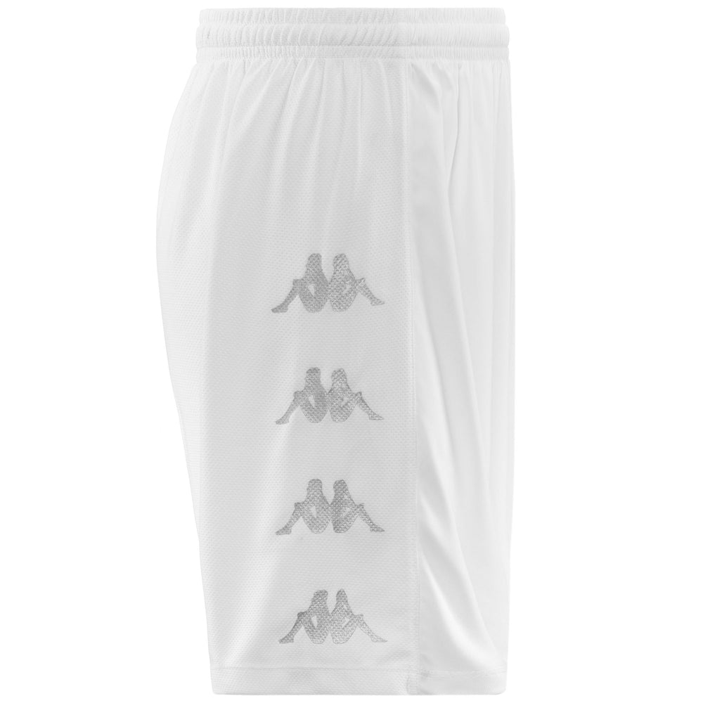 Shorts Man KAPPA4SOCCER DELEBIO Sport Shorts WHITE-SILVER Dressed Front (jpg Rgb)	