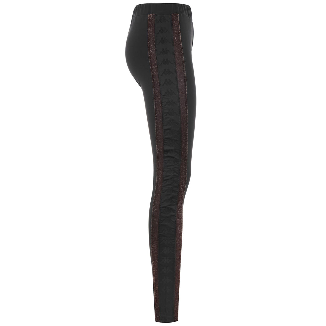 Pants Woman 222 BANDA SPARKLE EDIK Sport Trousers BLACK-BRONZE METAL Dressed Front (jpg Rgb)	