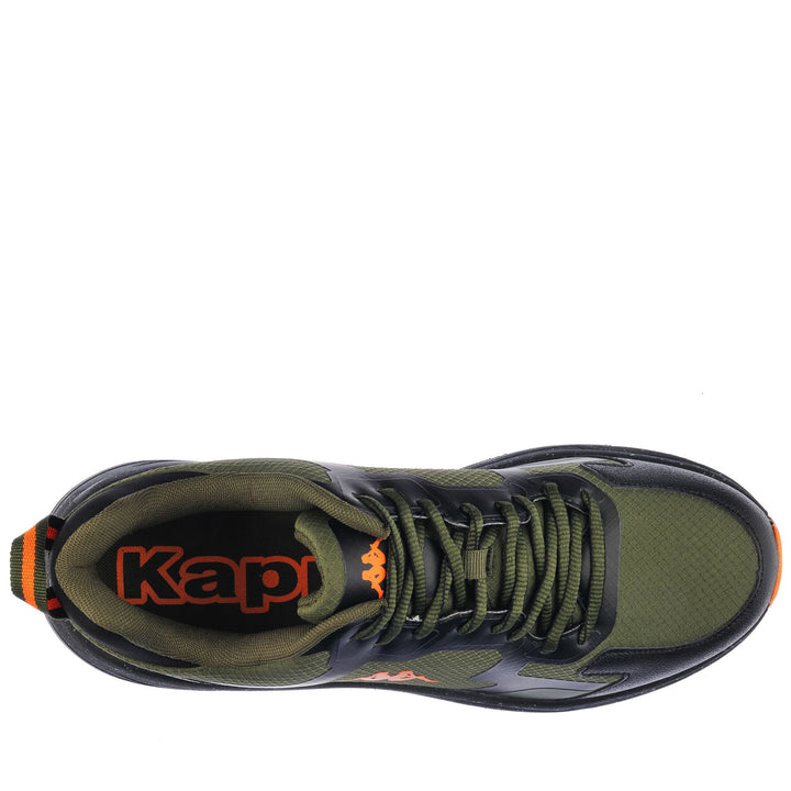 Sport Shoes Man KOMBAT YUKON Low Cut GREEN RIFLE - BLACK - ORANGE POPSICLE Dressed Back (jpg Rgb)		