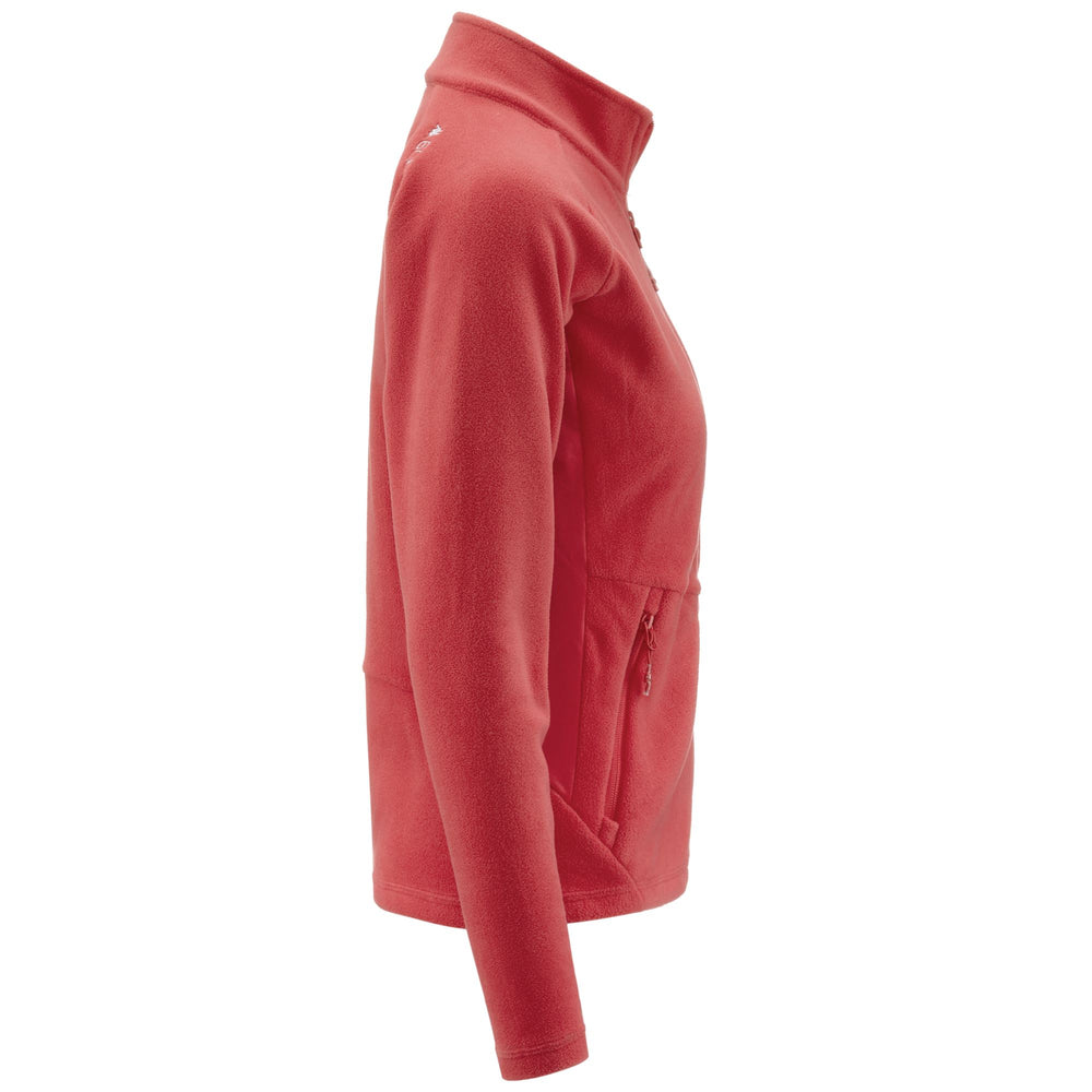 Fleece Woman 6CENTO 688C Jacket RED HIBISCUS Dressed Front (jpg Rgb)	