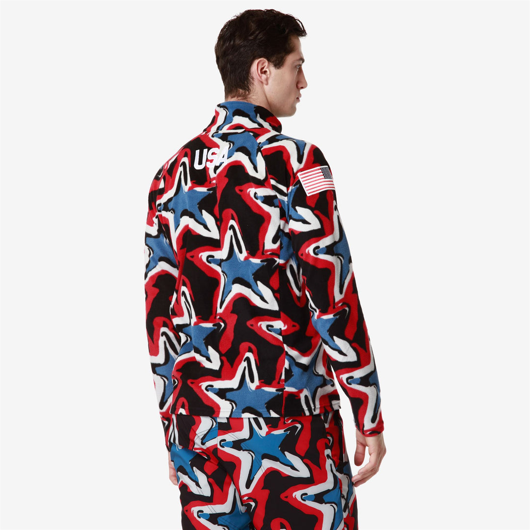 Fleece Man 8CENTO 818G US Jumper BLACK-RED-GREY LT-LEAD-BLUE AVIO Detail Double				