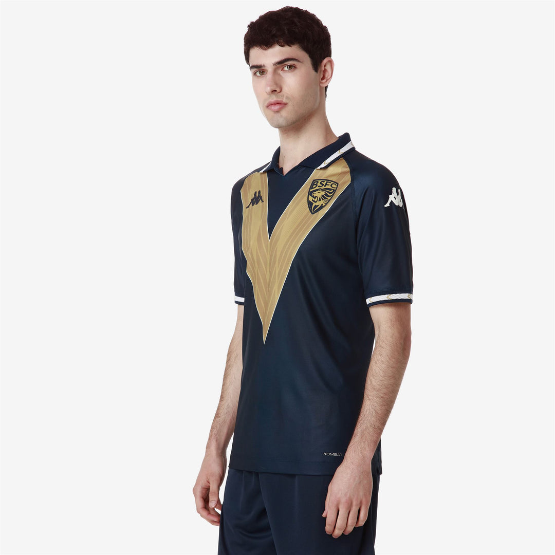 Active Jerseys Man KOMBAT PRO 2025 BRESCIA Shirt BLUE NAVY-WHITE-GOLD Dressed Front Double		