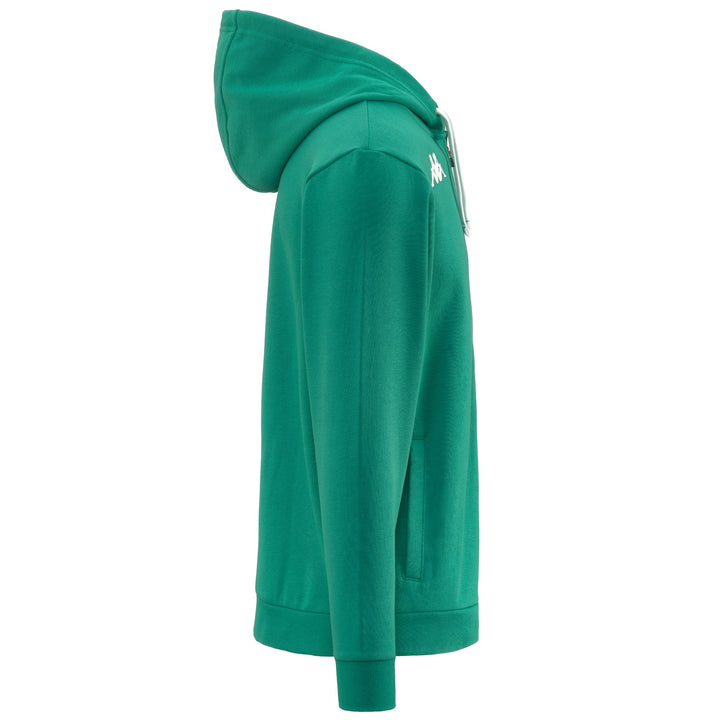 Fleece Man KAPPA4TRAINING BANTO Hoodie Full Zip GREEN Dressed Front (jpg Rgb)	