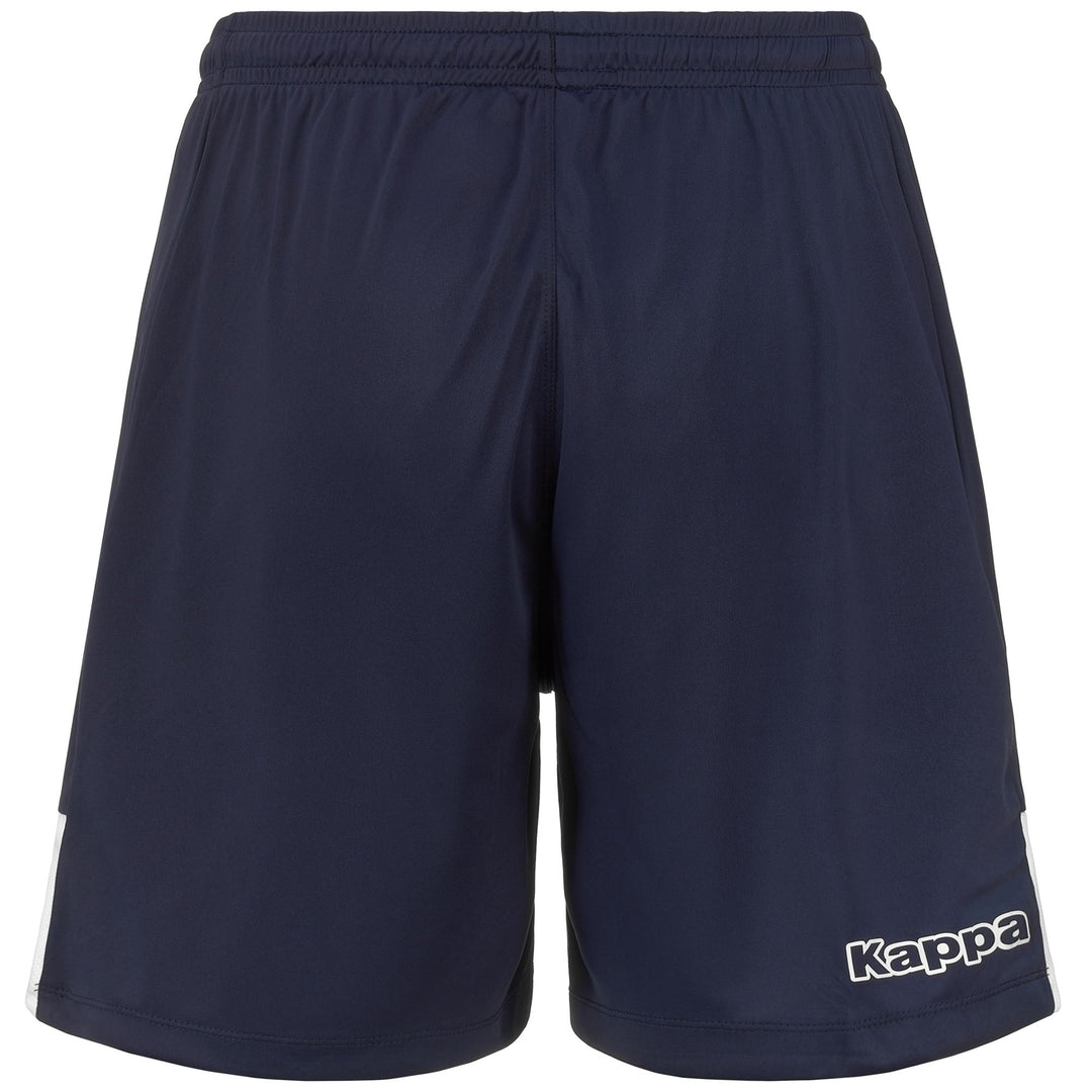 Shorts Man KAPPA4FOOTBALL DAGGO Sport  Shorts BLUE MARINE - WHITE Dressed Side (jpg Rgb)		