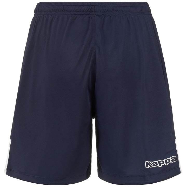 Shorts Man KAPPA4FOOTBALL DAGGO Sport  Shorts BLUE MARINE - WHITE Dressed Side (jpg Rgb)		