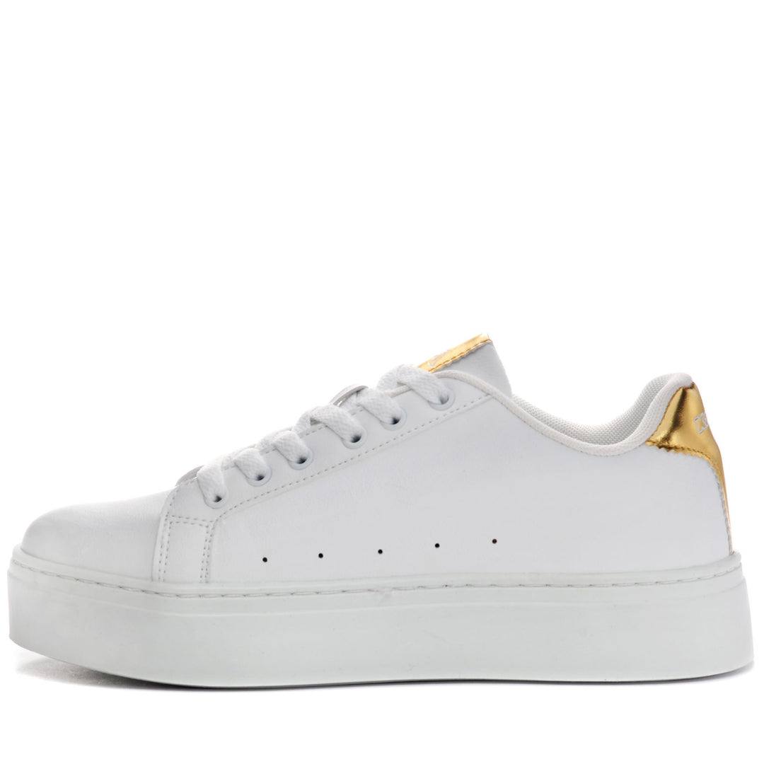 Sneakers Woman LOGO ISABEL Low Cut WHITE-YELLOW GOLD Dressed Side (jpg Rgb)		