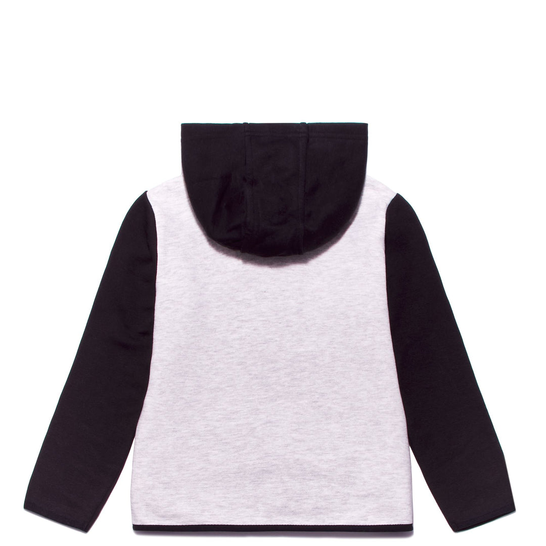 Fleece Boy LOGO BAZILO KID Jumper BLACK-NATURAL GREY MEL Dressed Front (jpg Rgb)	