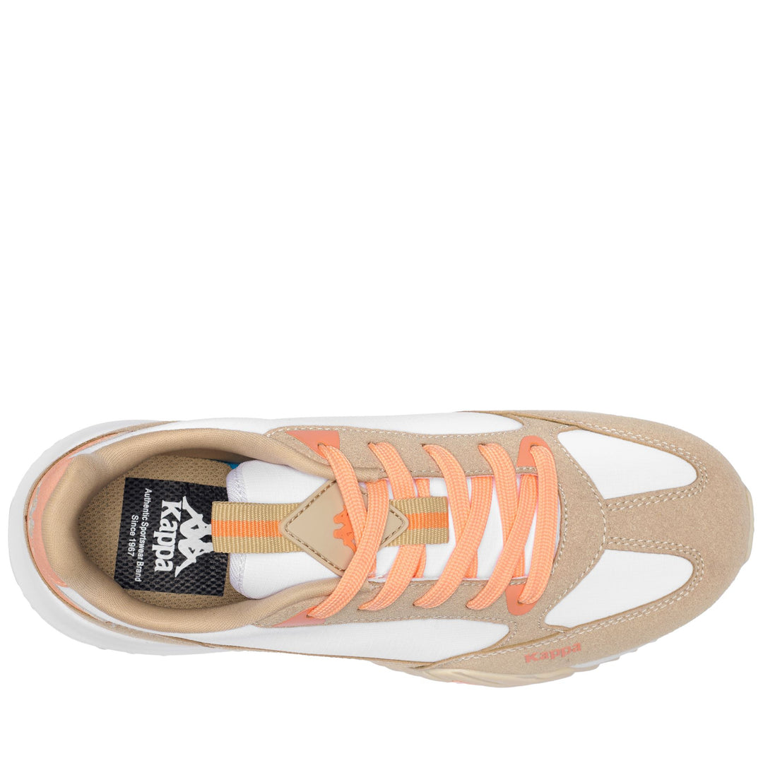 Sneakers Woman AUTHENTIC ARKLOWO 1 Low Cut WHITE - BEIGE BISCUIT - ORANGE PEACH Dressed Back (jpg Rgb)		