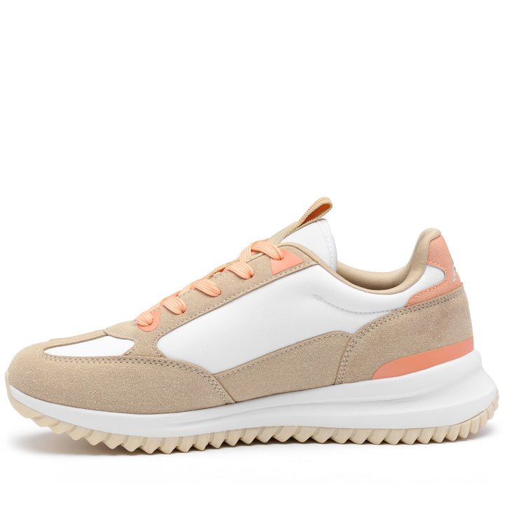 Sneakers Woman AUTHENTIC ARKLOWO 1 Low Cut WHITE - BEIGE BISCUIT - ORANGE PEACH Dressed Side (jpg Rgb)		