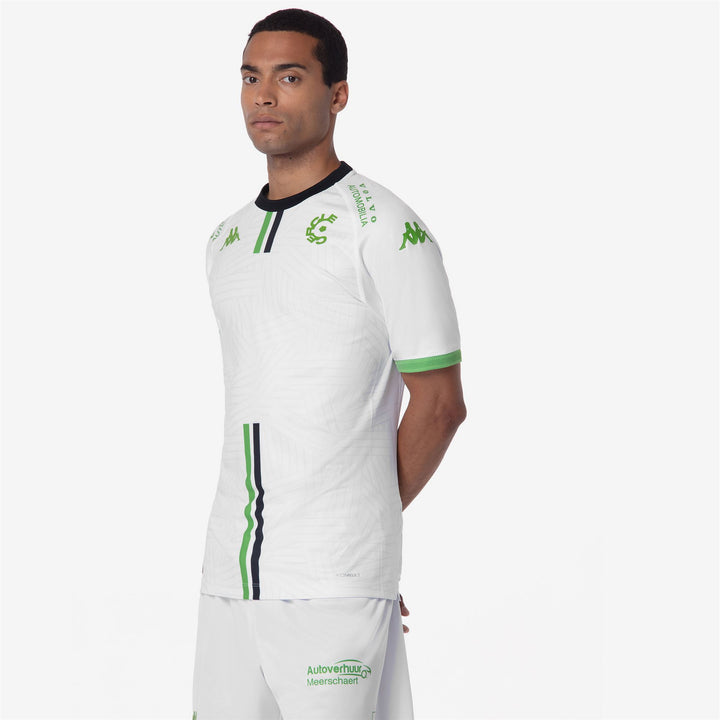 Active Jerseys Man KOMBAT PRO 2025 BRUGGE Shirt WHITE-BLACK-GREEN APPLE Dressed Front Double		