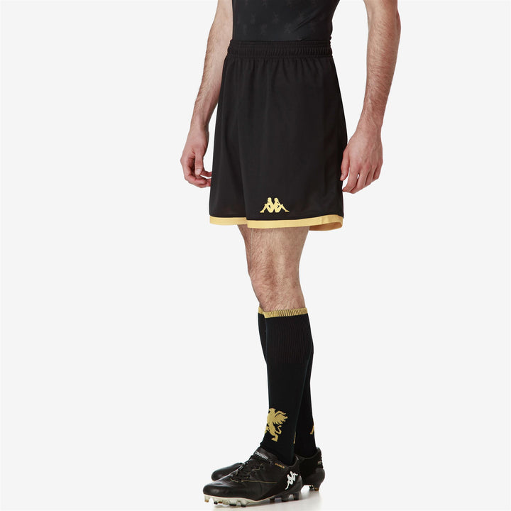 Shorts Man KOMBAT RYDER GENOA Sport Shorts BLACK-YELLOW GOLD RICH Dressed Front Double		