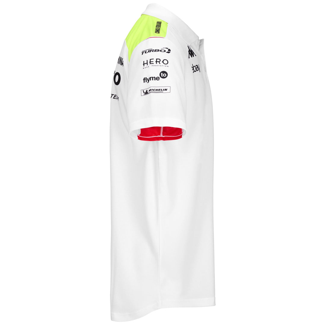 Polo Shirts Man ACRAZ MISANO VR46 Polo BLACK - NEON YELLOW - RED FLAME Dressed Front (jpg Rgb)	