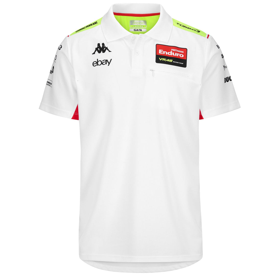 Polo Shirts Man ACRAZ MISANO VR46 Polo BLACK - NEON YELLOW - RED FLAME Photo (jpg Rgb)			