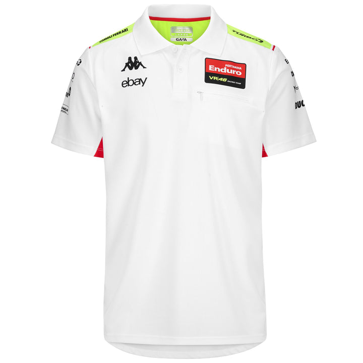 Polo Shirts Man ACRAZ MISANO VR46 Polo BLACK - NEON YELLOW - RED FLAME Photo (jpg Rgb)			