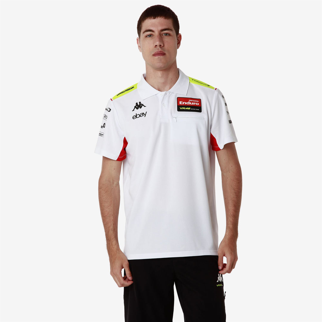 Polo Shirts Man ACRAZ MISANO VR46 Polo BLACK - NEON YELLOW - RED FLAME Detail (jpg Rgb)			