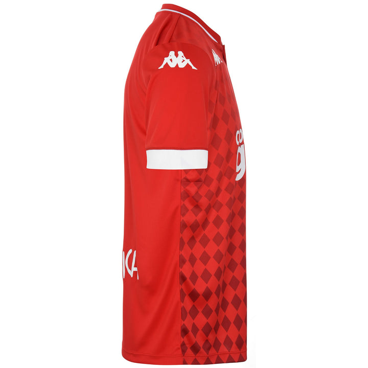 Active Jerseys Man KAPPA4FOOTBALL BOFI Polo Shirt RED-WHITE Dressed Back (jpg Rgb)		