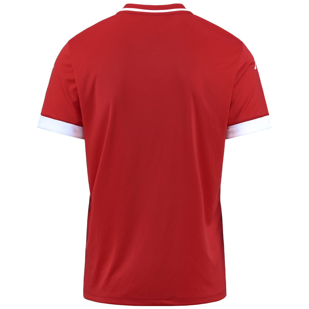 Active Jerseys Man KAPPA4FOOTBALL BOFI Polo Shirt RED-WHITE Dressed Side (jpg Rgb)		