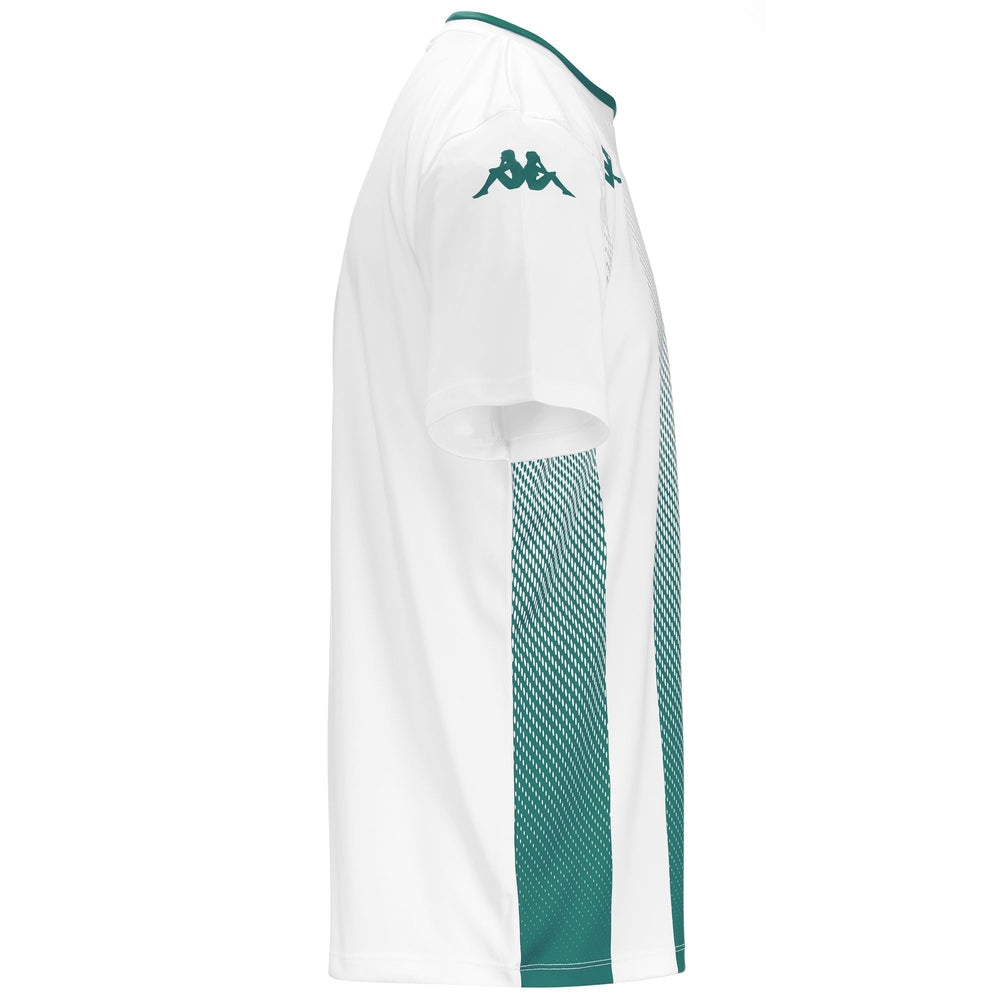 Active Jerseys Man KAPPA4FOOTBALL BUGO Shirt WHITE - GREEN Dressed Front (jpg Rgb)	