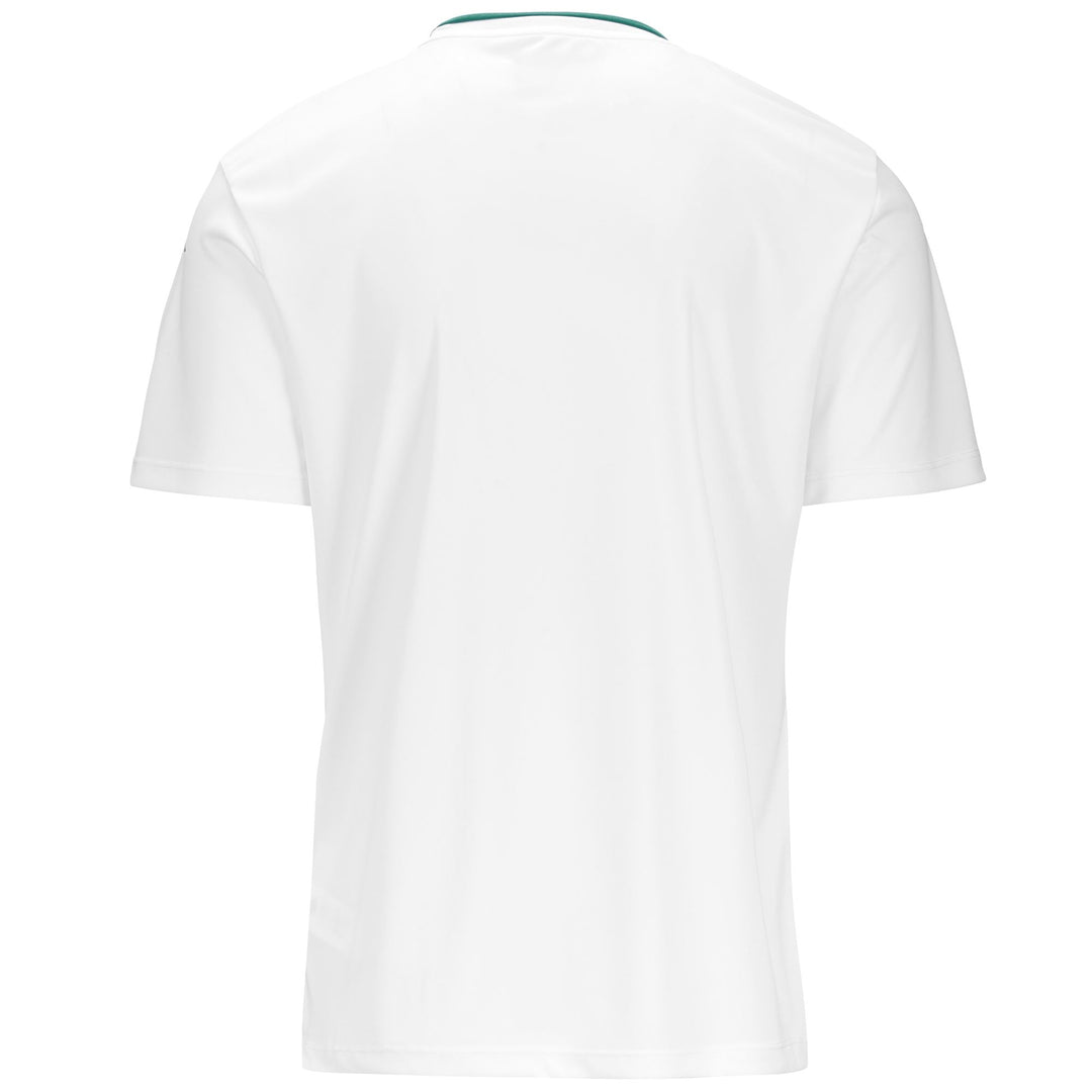 Active Jerseys Man KAPPA4FOOTBALL BUGO Shirt WHITE - GREEN Dressed Side (jpg Rgb)		