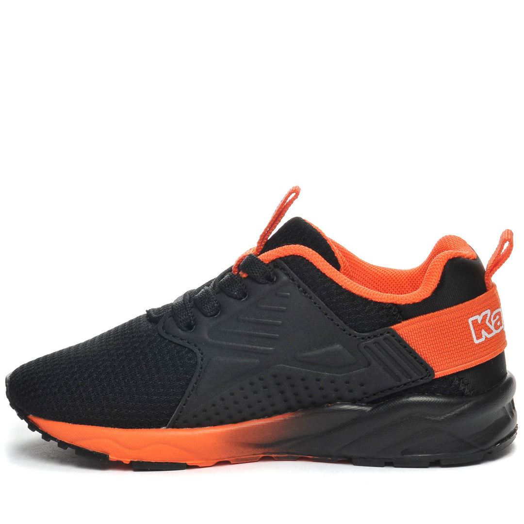 Sneakers Kid unisex LOGO SANPUERTO EL INF Low Cut BLACK-ORANGE Dressed Side (jpg Rgb)		