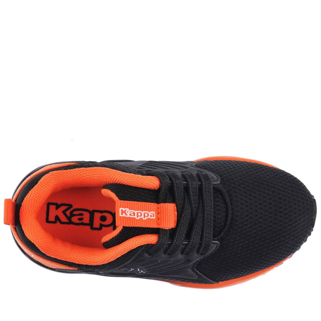 Sneakers Kid unisex LOGO SANPUERTO EL INF Low Cut BLACK-ORANGE Dressed Back (jpg Rgb)		