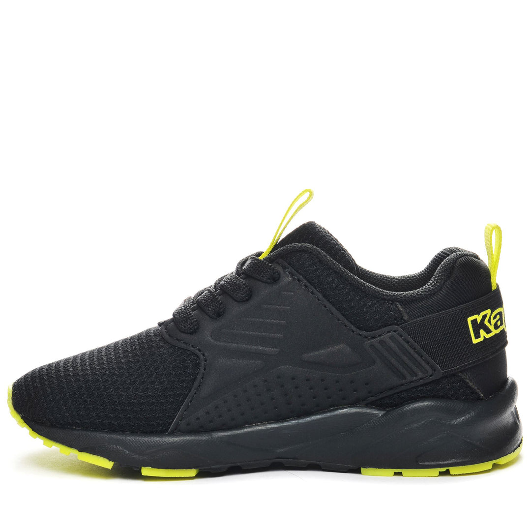 Sneakers Kid unisex LOGO SANPUERTO EL INF Low Cut BLACK-YELLOW NEON Dressed Side (jpg Rgb)		