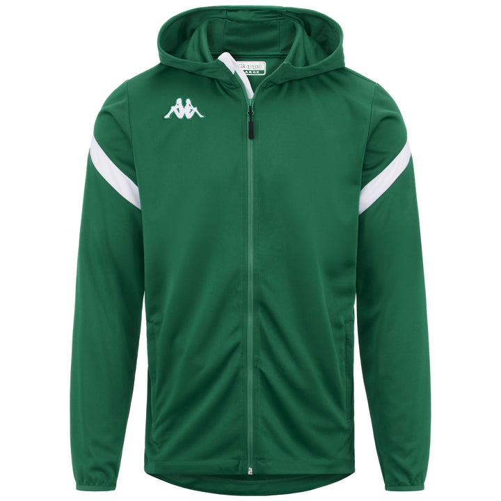 Fleece Man KAPPA4FOOTBALL DOLVE Hoodie Full Zip GREEN-WHITE Photo (jpg Rgb)			