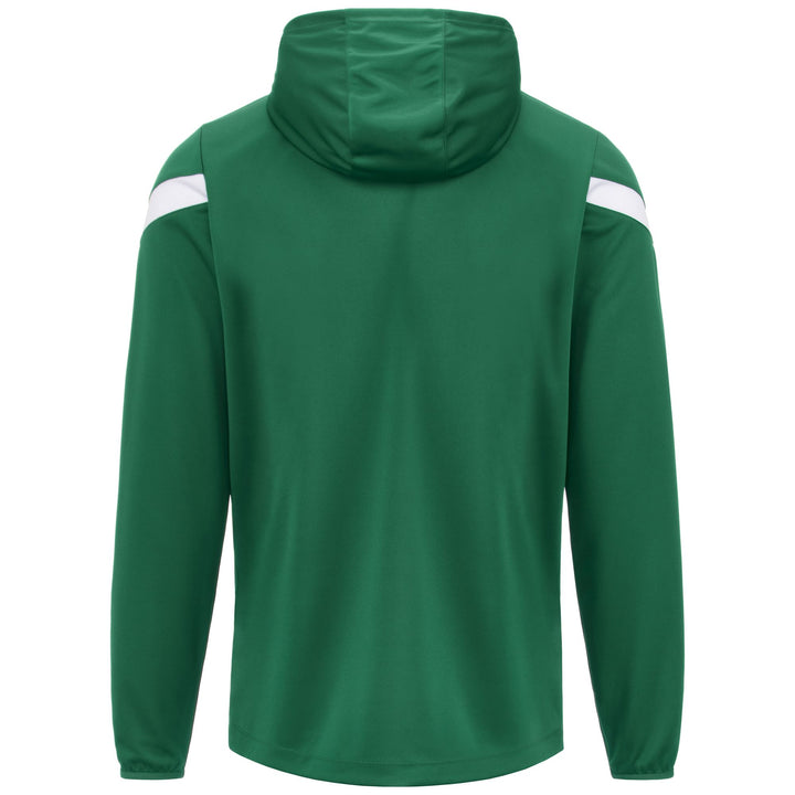 Fleece Man KAPPA4FOOTBALL DOLVE Hoodie Full Zip GREEN-WHITE Dressed Side (jpg Rgb)		