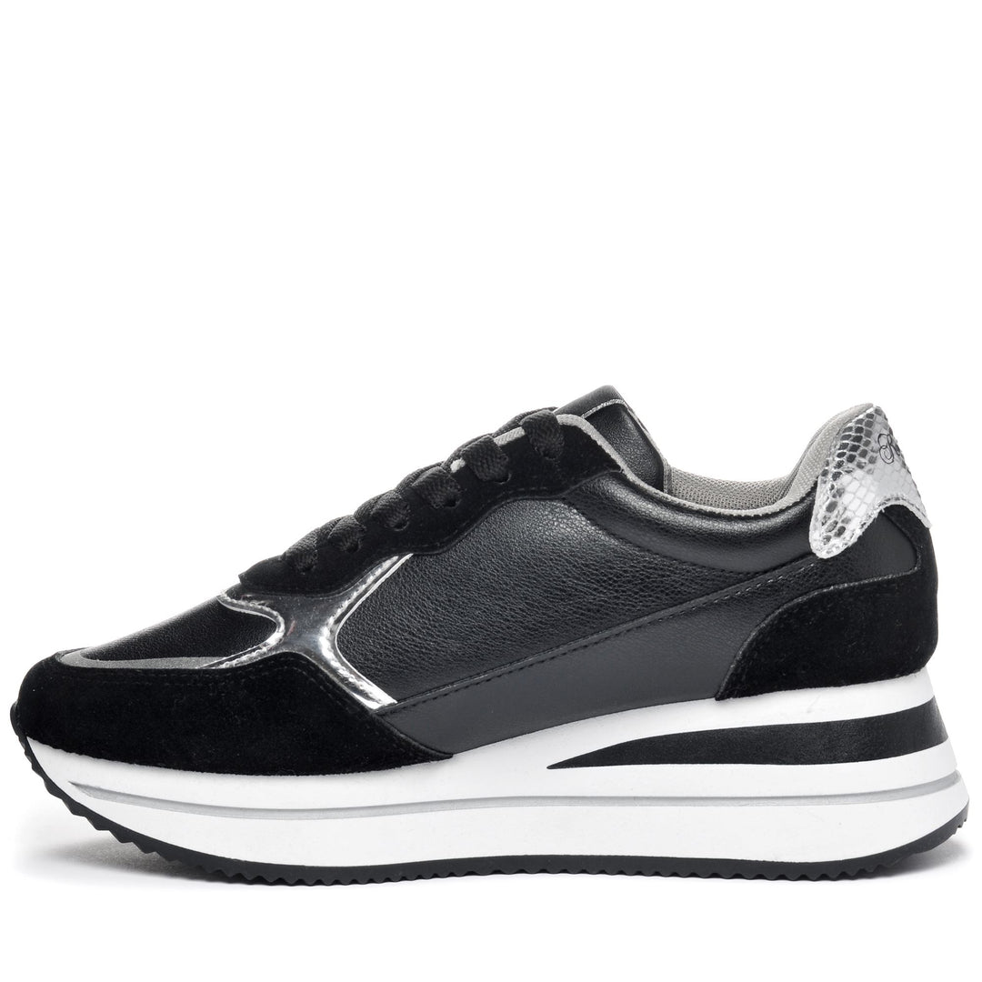 Sneakers Woman LOGO GEENA Low Cut BLACK-GREY SILVER Dressed Side (jpg Rgb)		