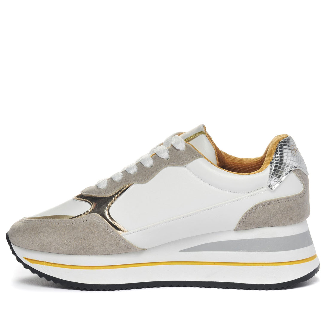 Sneakers Woman LOGO GEENA Low Cut WHITE-YELLOW GOLD Dressed Side (jpg Rgb)		