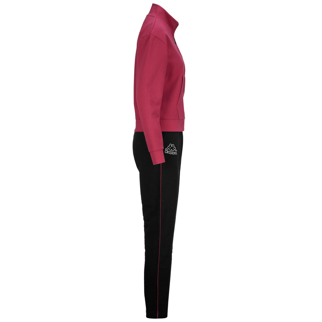 Sport Suits Woman LOGO FAMALI TRACKSUIT BLACK - FUCHSIA BRIGHT ROSE Dressed Front (jpg Rgb)	