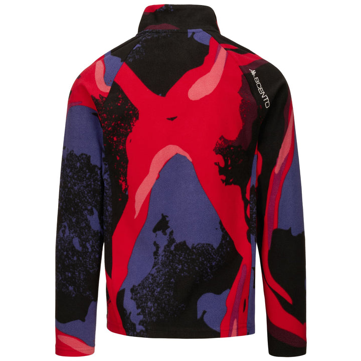 Fleece Unisex 8CENTO 818FZG Jacket RED HIBISCUS - BLUE SPECTRUM - BLACK Dressed Side (jpg Rgb)		