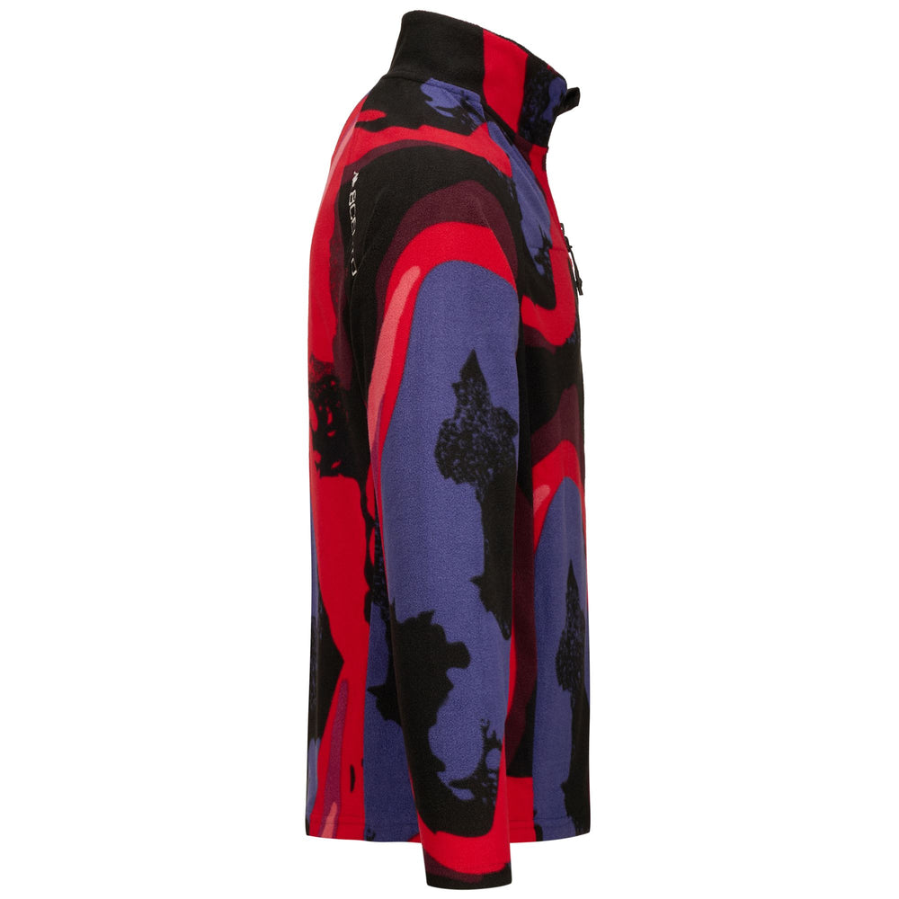 Fleece Unisex 8CENTO 818FZG Jacket RED HIBISCUS - BLUE SPECTRUM - BLACK Dressed Front (jpg Rgb)	