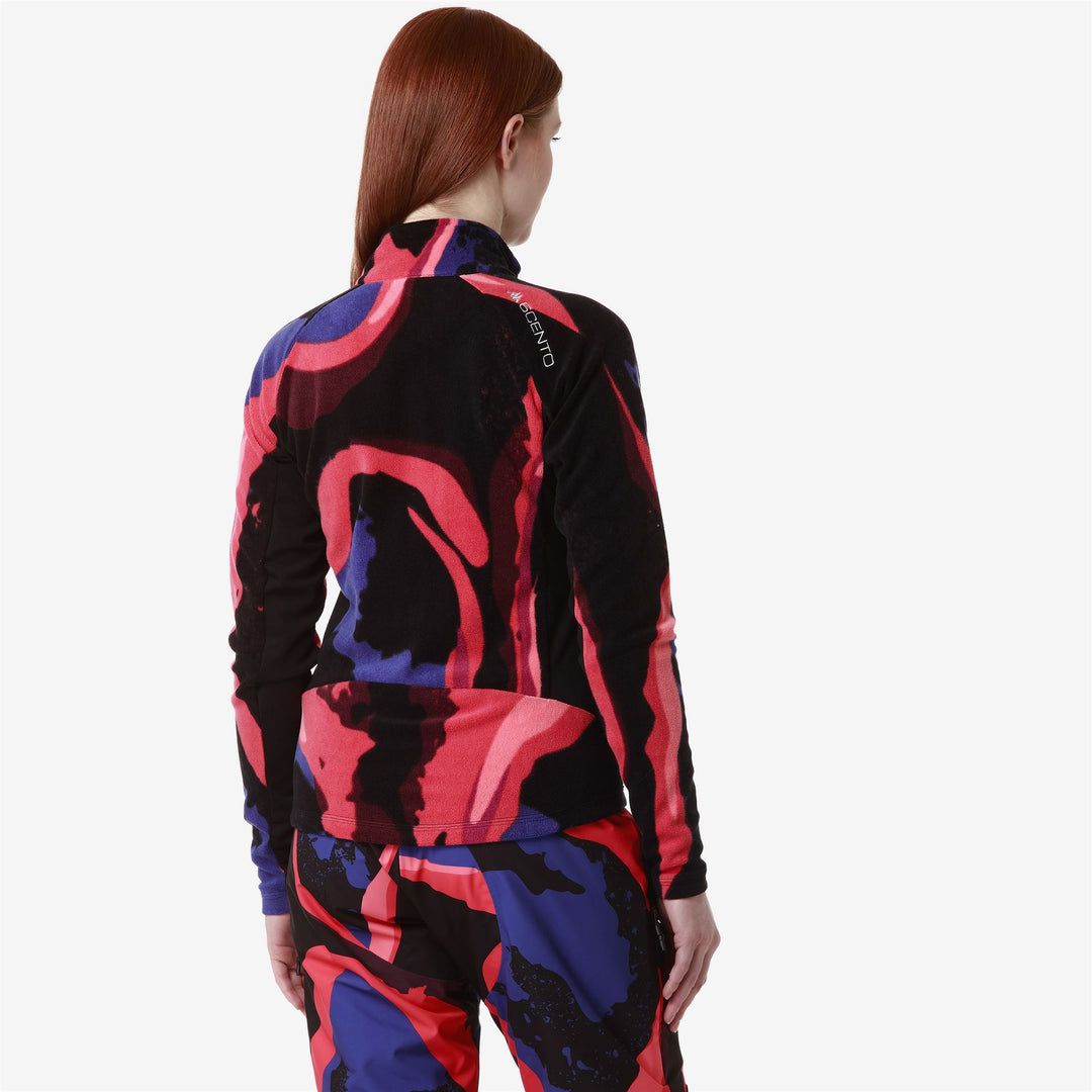 Fleece Unisex 8CENTO 818FZG Jacket RED HIBISCUS - BLUE SPECTRUM - BLACK Detail Double				