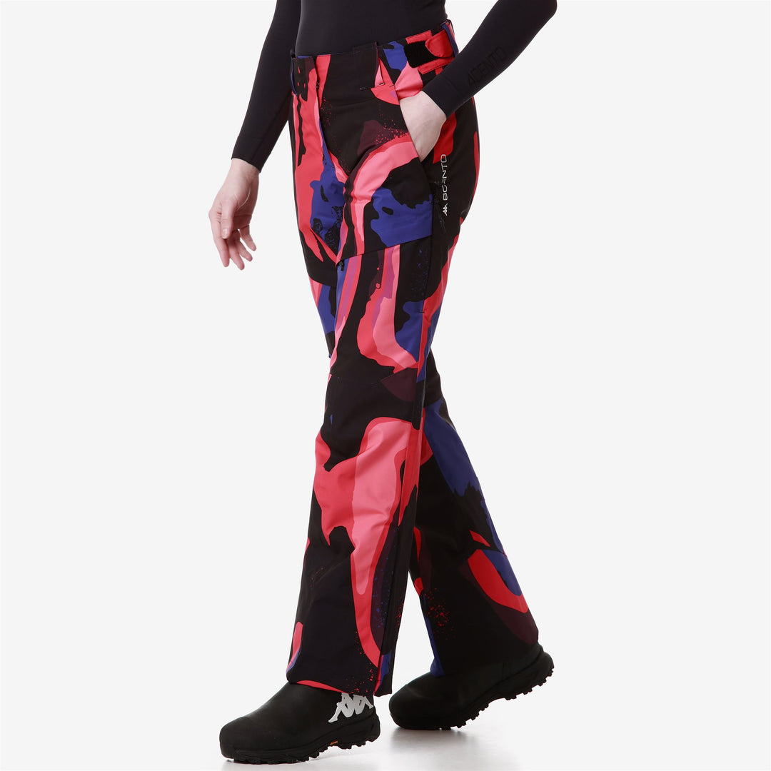 Pants Woman 8CENTO 834G Sport Trousers RED HIBISCUS - BLUE SPECTRUM - BLACK Dressed Front Double		