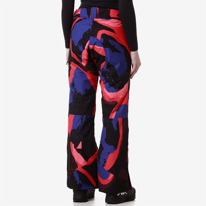 Pants Woman 8CENTO 834G Sport Trousers RED HIBISCUS - BLUE SPECTRUM - BLACK Detail Double				