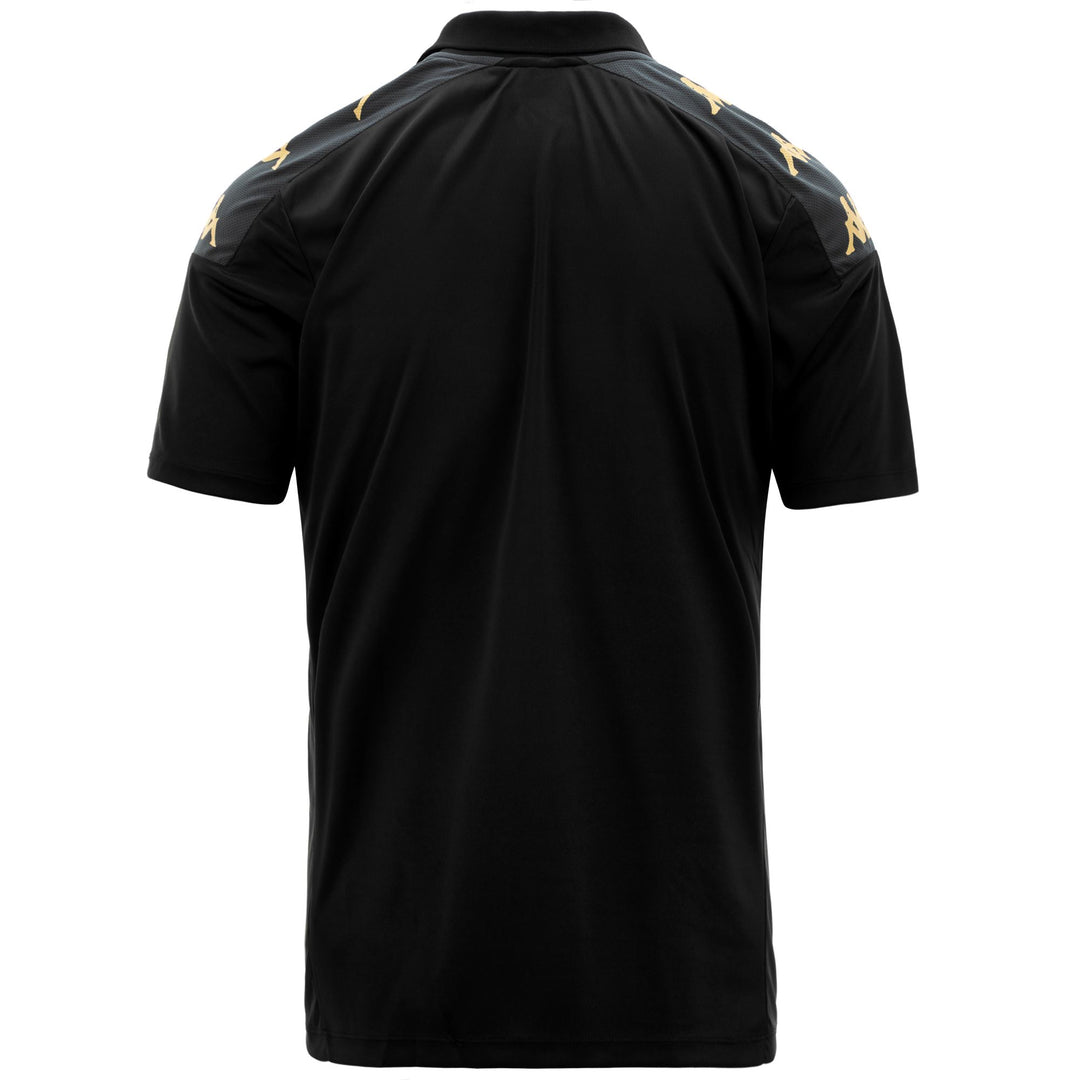 Polo Shirts Man KAPPA4FOOTBALL GHIOLO Polo BLACK-GREY DK Dressed Side (jpg Rgb)		