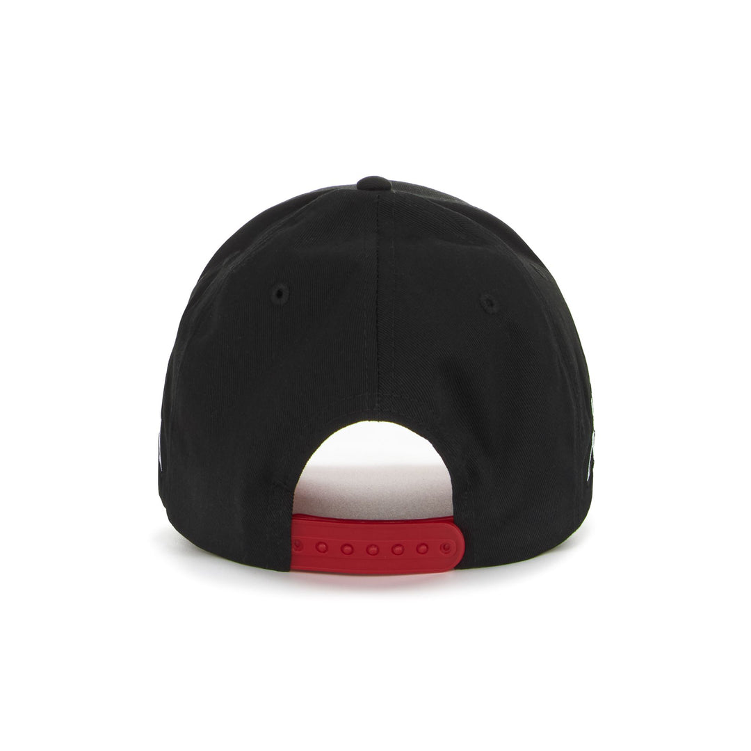 Headwear Man ARITROS BARI Cap BLACK-WHITE-RED Dressed Side (jpg Rgb)		