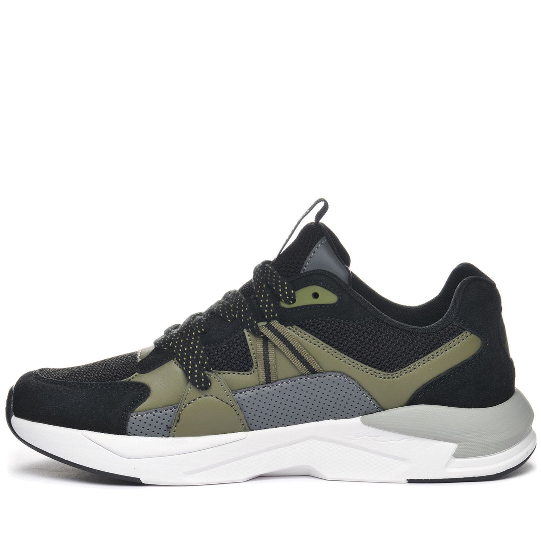 Sneakers Man LOGO HOLBORN Low Cut BLACK-GREEN KHAKI Dressed Side (jpg Rgb)		