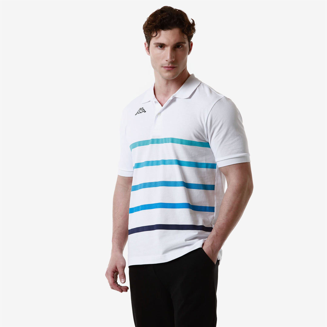 Polo Shirts Man LOGO FEYSTRIPE Polo WHITE - TURQUOISE ATOLL - TURQUOISE - BLUE MALIBU - BLUE ASTER - BLUE INTENSE Dressed Front Double		