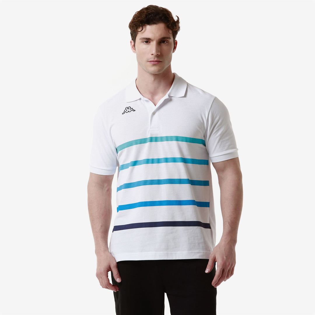 Polo Shirts Man LOGO FEYSTRIPE Polo WHITE - TURQUOISE ATOLL - TURQUOISE - BLUE MALIBU - BLUE ASTER - BLUE INTENSE Detail (jpg Rgb)			