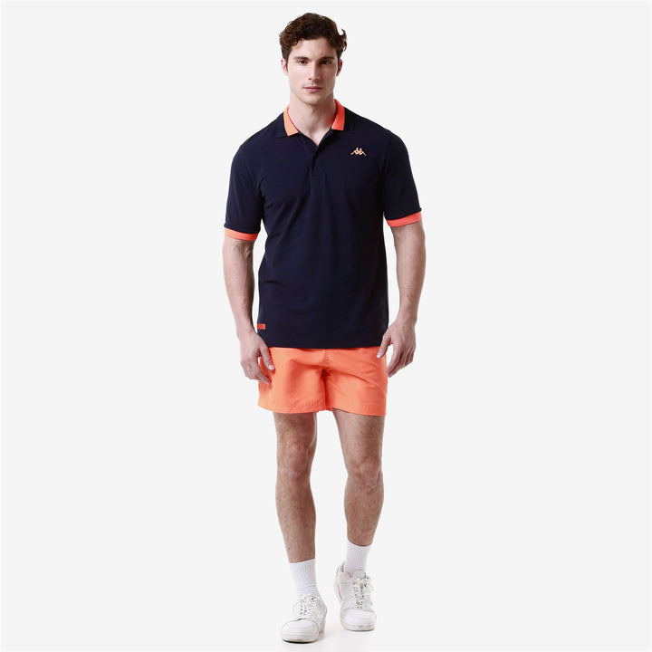 Polo Shirts Man LOGO NEON Polo BLUE MARINE - NEON ORANGE Dressed Back (jpg Rgb)		