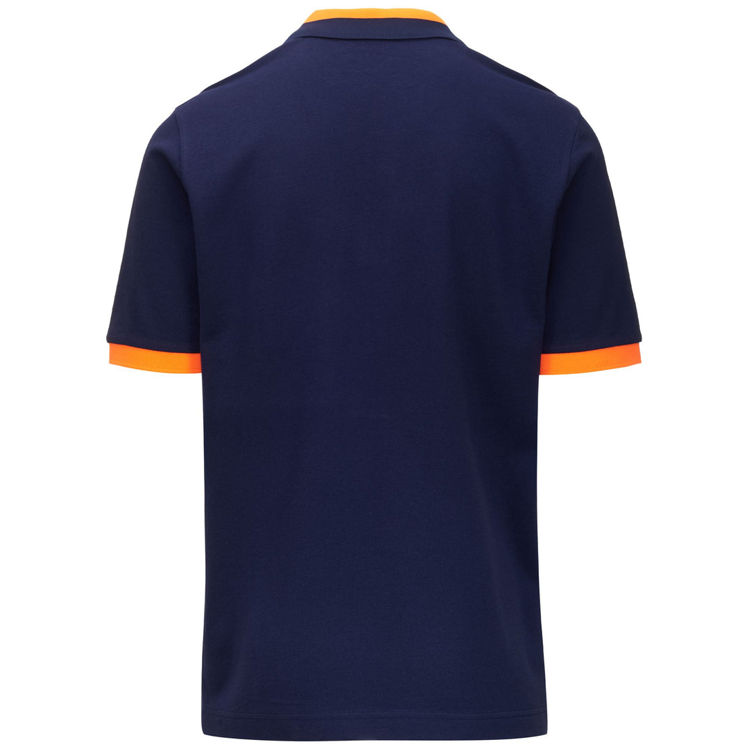 Polo Shirts Man LOGO NEON Polo BLUE MARINE - NEON ORANGE Dressed Side (jpg Rgb)		