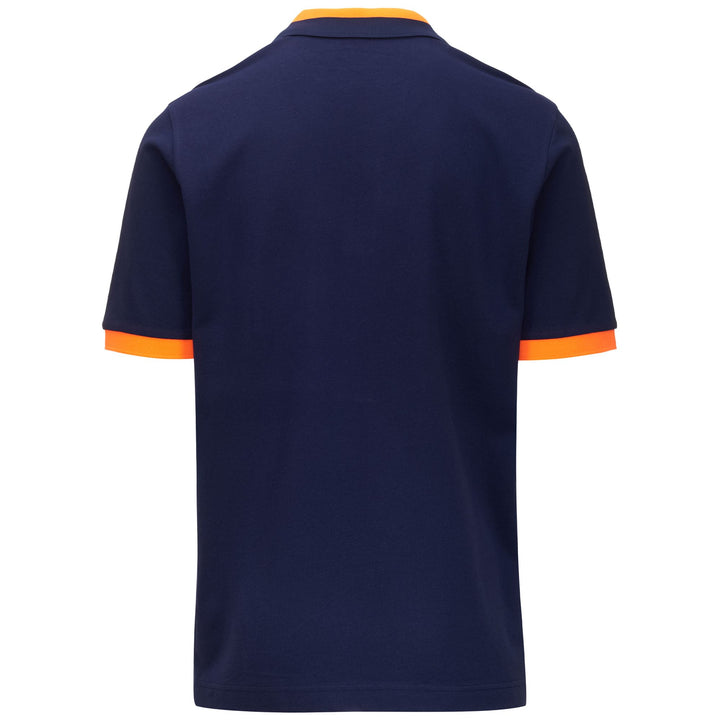 Polo Shirts Man LOGO NEON Polo BLUE MARINE - NEON ORANGE Dressed Side (jpg Rgb)		