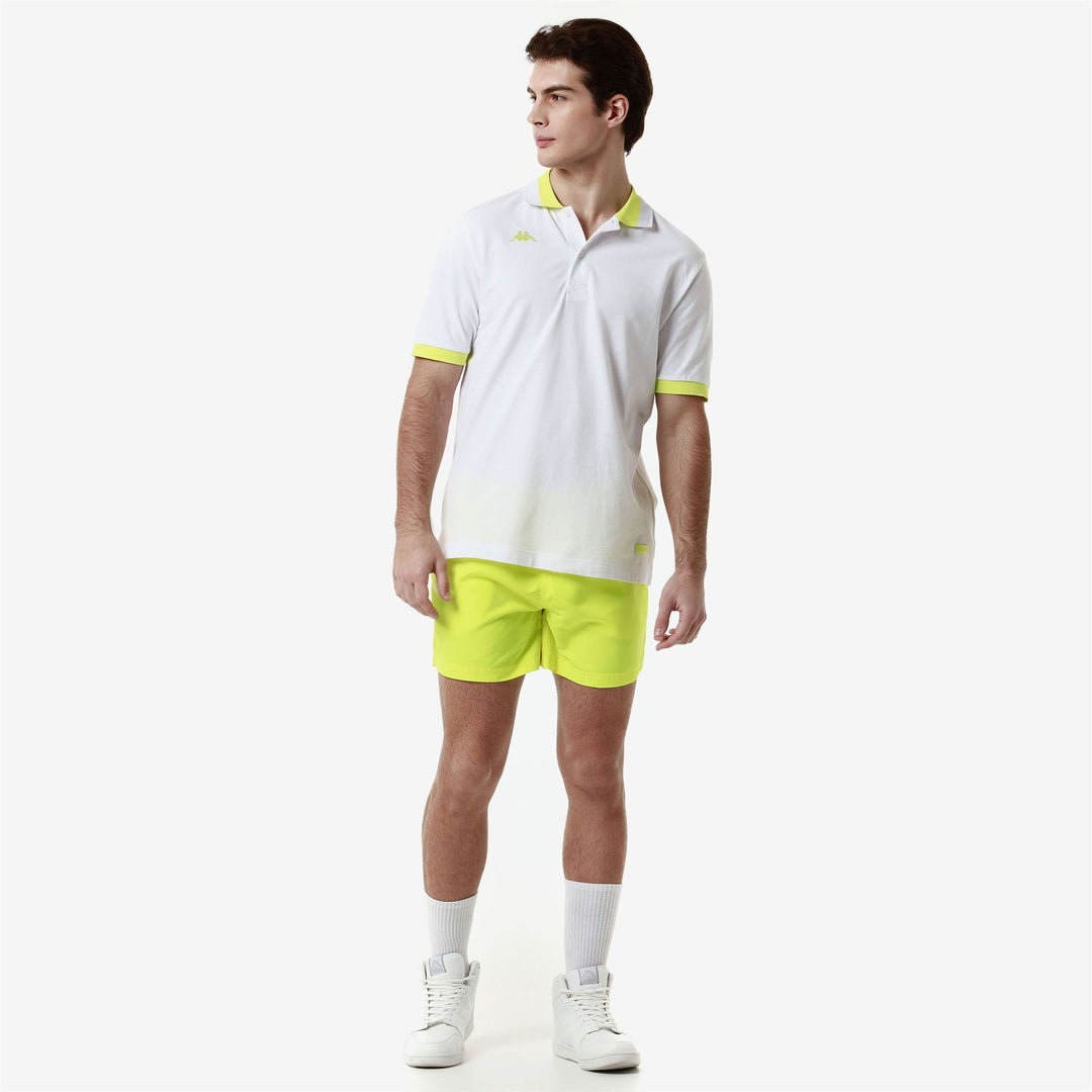 Polo Shirts Man LOGO NEON Polo WHITE - NEON YELLOW Dressed Back (jpg Rgb)		